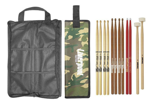 Imagem 1 de 6 de Kit Baquetas 7a 5a Feltro + Bag Baquetas Com02 Liverpool