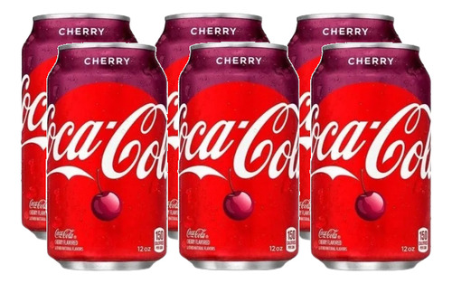 Kit 6 Latas Coca Cola Cherry Sabor Cereja 355ml - Importado