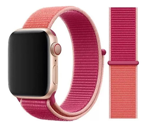 Malla Para Apple Watch Se 1 2 3 4 5 6 44 / 42 Mm Velcro Loop Ancho 255 mm Color Pomegranate