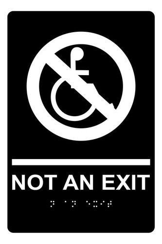 Letrero Texto Ingl «not An Exit» Braille Letra Elevada 9 X