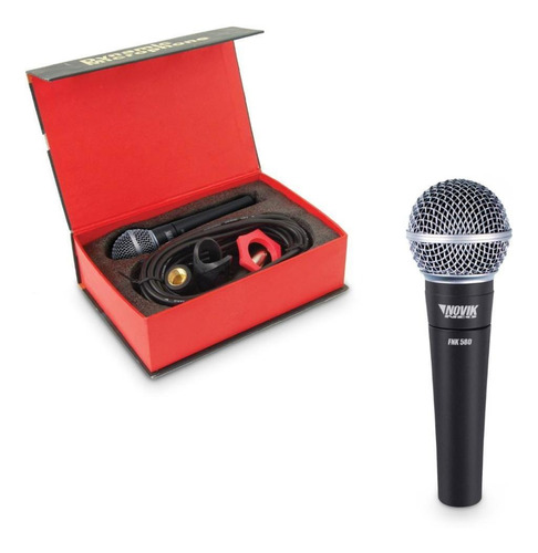 Microfone Profissional Dinâmico Com Cabo Novik Neo Fnk-580