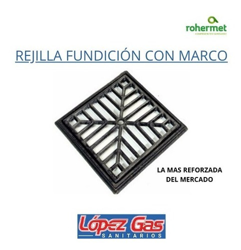 Imagen 4 de 9 de Rejilla Fundicion Reforzada 20x20cm Hierro Marco Rohermet