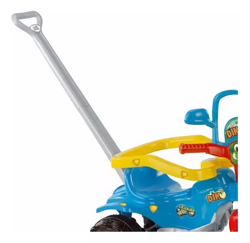 Triciclo Velotrol Motoca Infantil Empurrador Dino Azul