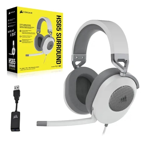 Auriculares Para Juegos Corsair Hs65 Surround White Con Soni