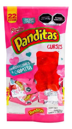 Panditas Cursis Ricolino Con Corazones De Gomita 22pz 330g