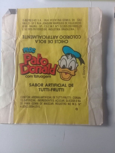 Imagem 3 de 5 de Embalagem De Chiclete Ping Pong Do Pato Donald Raridade