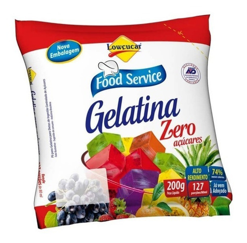 Gelatina Zero Açucar 200g Lowçucar Food Service Sabores Morango