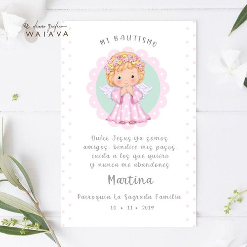 Imagen 7 de 10 de Estampitas Bautismo Tarjetas Estampas Nenas X 3u