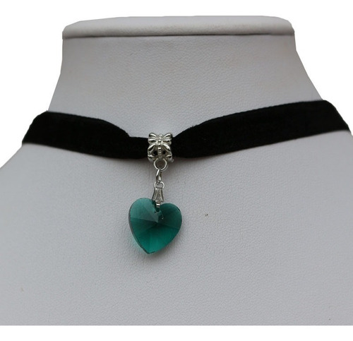 Collar Gargantilla Choker Corazón Verde Oscuro Regalo G-037