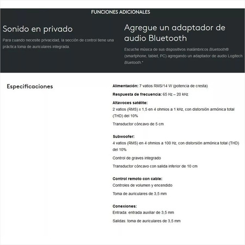 Sistema De Sonido 2.1 Logitech Z213 Full Bass Compact Design