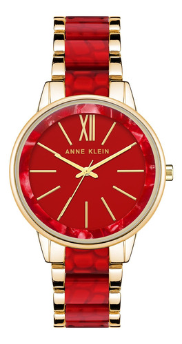 Reloj Mujer Anne Klein Ak-1412rdgb Cuarzo Pulso Rojo En