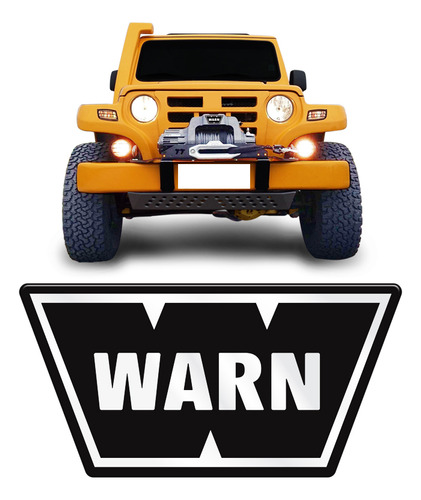 Emblema Logo Warn Troller Adesivo Preto Dianteiro Resinado