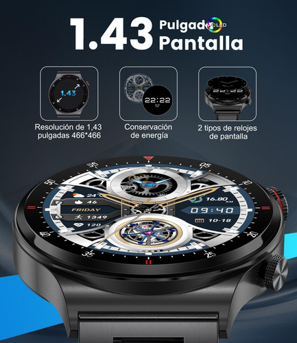 Smartwatch Reloj Inteligente Hombre,1.43''pulsera