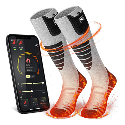 Calcetines Térmicos Recargables Eléctricos Para Esquí Y Camp Gris Diseño De La Tela Talle