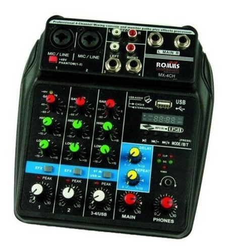 Romms Mx-4ch Mezcladora Pasiva 4 Canales Usb Bluetooth