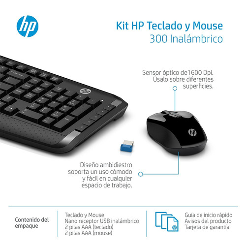 Imagem 8 de 8 de Teclado E Mouse Sem Fio Wireless 300 Hp