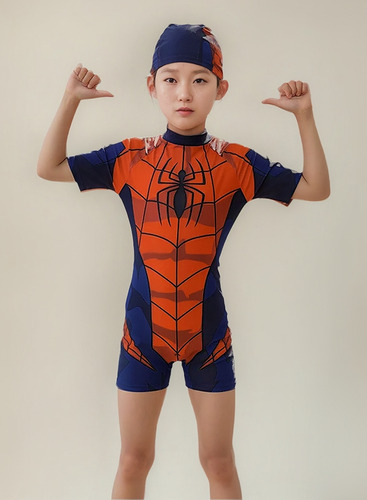 N Traje De Baño Q Spiderman Para Niños, Con Protección