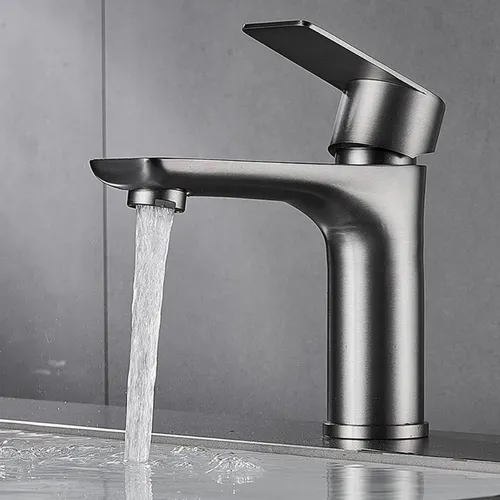 Grifo Canilla Acero Inoxidable Frio Calor Monocomando Baño Acabado Mate Color Gris Oscuro