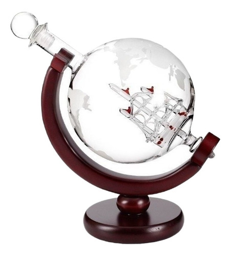 Decantador De Whisky Lazhu Globe Con Soporte De Madera Fina