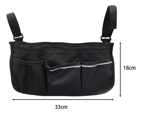 L Bolsa Lateral For Andador, Reposabrazos, Tela Negra