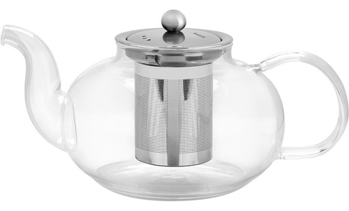 Tetera Tramontina de vidrio con infusor de café y té, 1 litro, color transparente