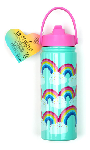 Yoobi Rainbow Sprinkles - Botella De Agua 18 Onzas Con Pop