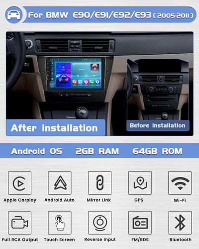 Newn Estéreo Para Coche Android 05-11 Bmw Serie 3 328i 335i
