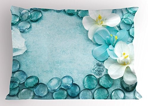 Funda De Almohada Lunarable Aqua, Imagen De Orquídeas De Sal