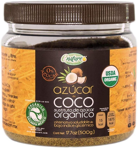 Azúcar De Coco Orgánico 500g Enature Sustituto De Azúcar