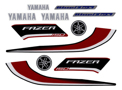 Kit Cartela Adesiva Completa Yamaha Fazer 150 Ano 2014/2015