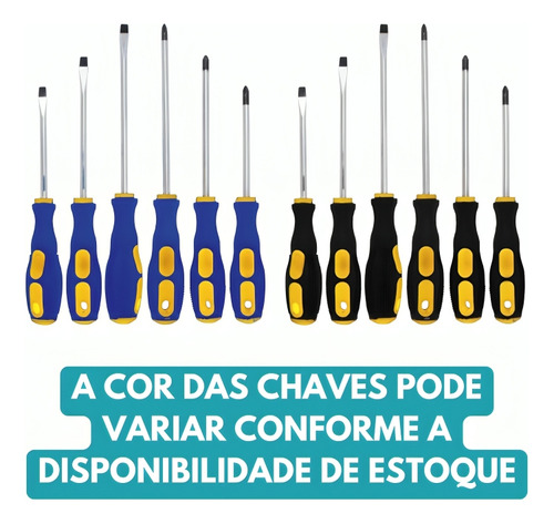 Kit Jogo De Chave De Fenda Phillips Com 6 Peças Imantadas