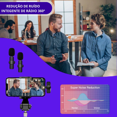 Microfone Sem Fio Duplo Lapela Compátivel Profissional Cor T