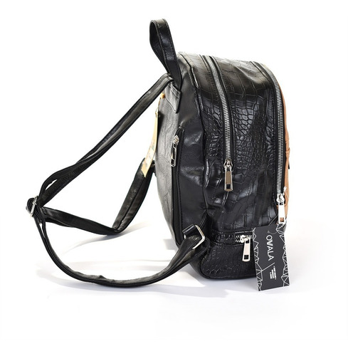 Imagen 6 de 7 de Mochila Ecocuero Dama Mujer Combinada Divisiones Basilea