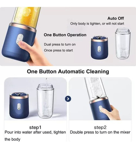 Sa De Mini Vaso Licuadora Portatil Recargable 6 Cuchillas