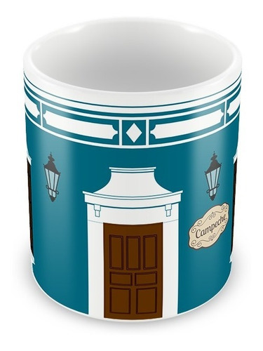 Imagen 2 de 3 de Taza Fachada Colonial Campeche Turquesa
