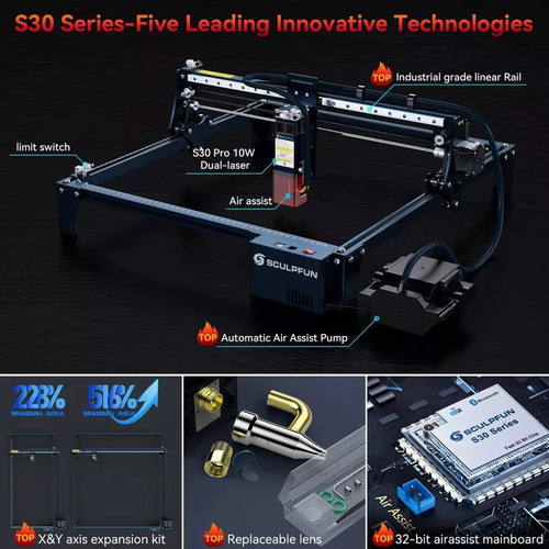 Máquina De Corte Y Grabado Láser Cnc 10w S30pro Sculpfun Kit
