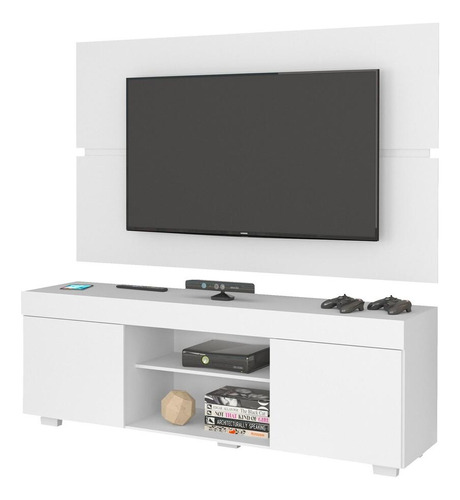 Rack Com Painel Tv Até 65 Com 2 Portas Multimóveis Cr45221 Cor Branco