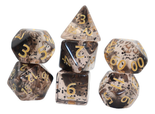 7 Piezas De Dados Poliédricos D6 D4 D8 D10 D12 D20 Negro