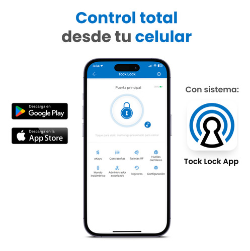 Cerradura Inteligente Chapa Digital De Seguridad Puerta Exterior Tlx20 Tl Plata / Negro