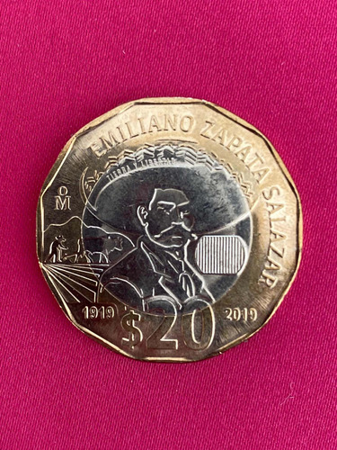 Moneda 20 Pesos Emiliano Zapata Salazar Conmemorativa