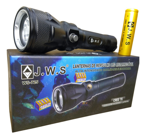 Lanterna De Mergulho Recarregável Led T6 588.000w Jws Ws-725