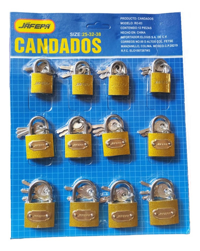 12 Candados De Seguridad Blíster Con 3 Diferentes Medidas 