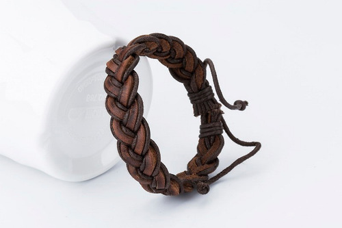 Pulsera De Cuero Marron - Ajustable Desde 18cm (d832)