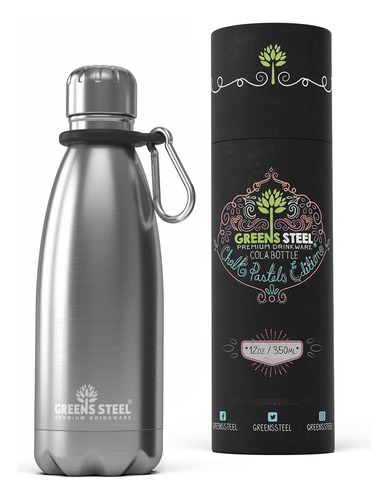 Greens Steel Botella De Agua De Acero Inoxidable  12 Onz.