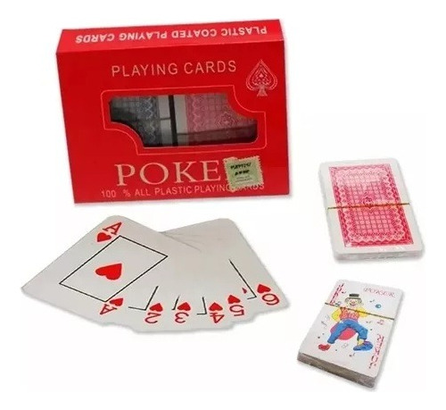 Cartas Naipes Poker 2 Mazos Estuche Plastico Excelentes Reverso Rojo/azul