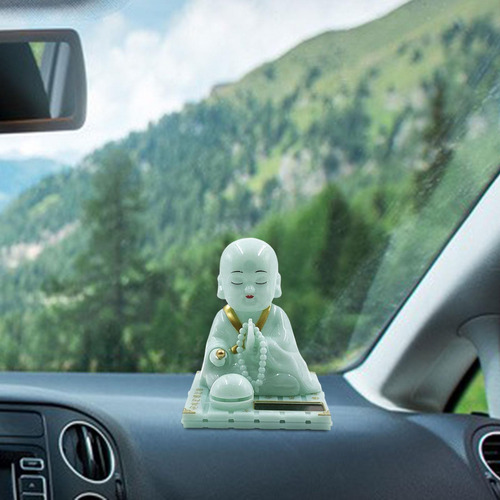 Figura De Monje Pequeño, Juguete Solar Divertido S Verde
