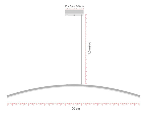 Luminária Pendente Luminalux Plx0022 Fit Curvo Led Linear