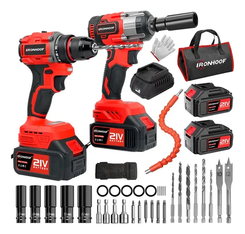 Kit 2 Parafusadeira Furadeira Chave De Impacto Brushless