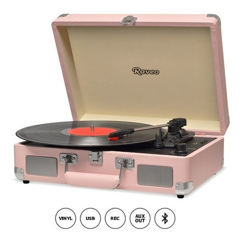 Vitrola Raveo Sonetto Coral Portátil Retrô Usb Bluetooth