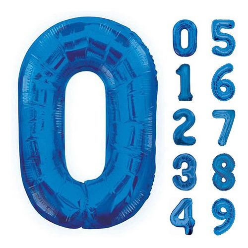 Globos Numeros Metalizados Azul De 70/80cm X 1unidad